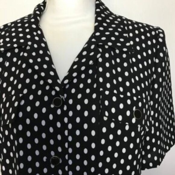 Vintage Leslie Fay Black and White Polka Dot Teacher/Geek Dress Sz 12P - Picture 4 of 8